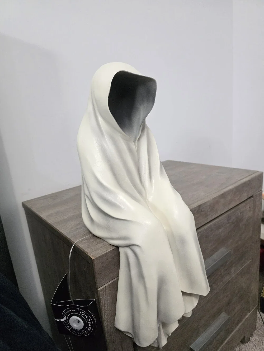 Hallows Eve White Grim Reaper Ghost Sitting Halloween Decor Light Up Viral New